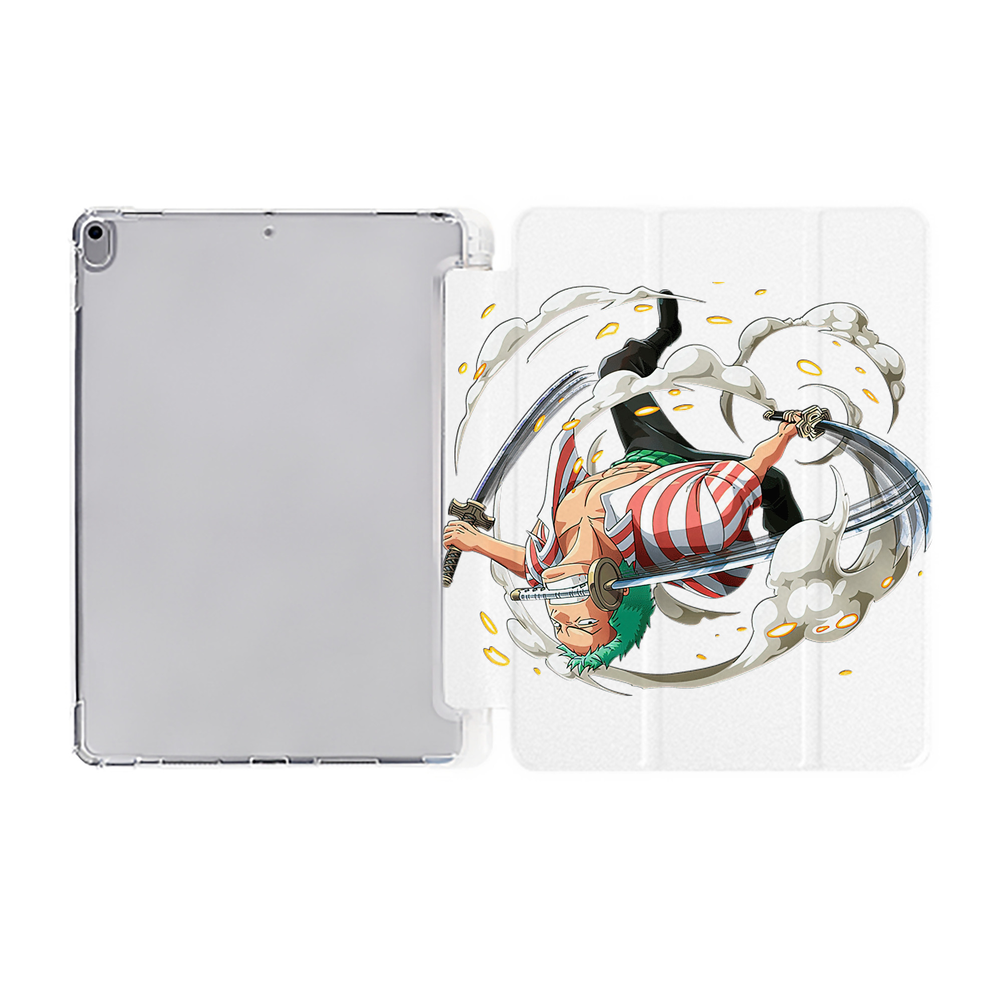 （画像用） ワンピース ロロノア・ゾロ ONE PIECE Roronoa Zoro IPad ケース ペン収納付き 三つ折りスタンド PUレザー×シリコン 対応機種9.5/10.5/10.9インチ